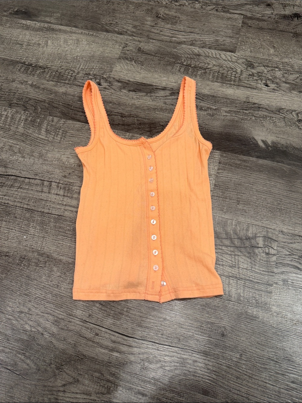 Sleeveless Button-Front Knit Tank Top - Peach